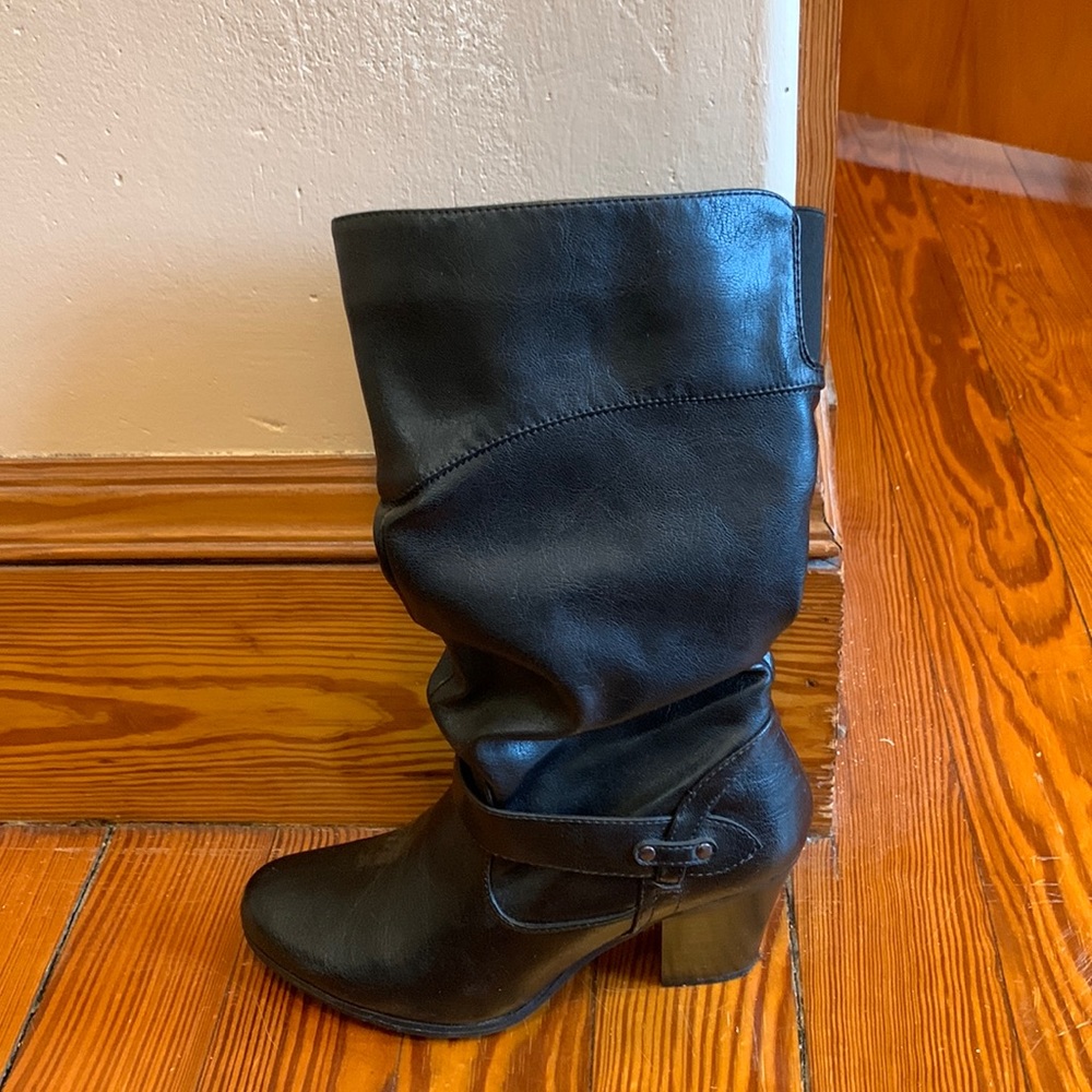 White mountain womens black leather boot